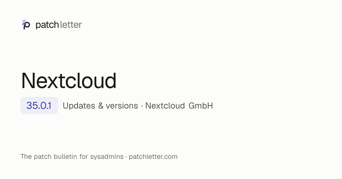 Nextcloud: latest version & changelog — patchletter